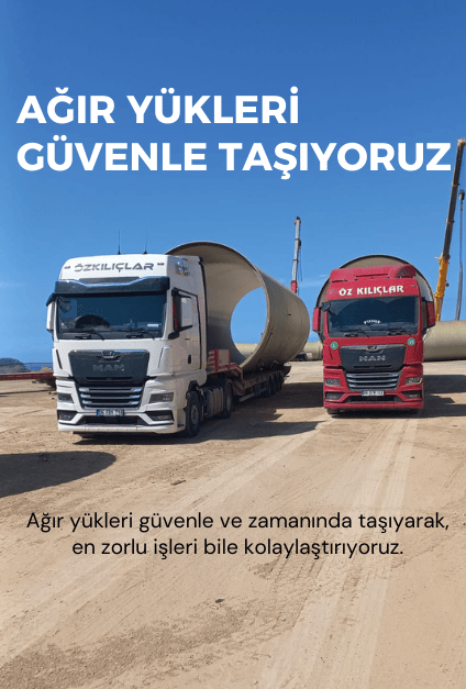 Köprü Tavan Kirişi Taşımacılığı, İş Makinesi Taşımacılığı, Proje Taşımacılığı, Fore Kazık Taşımacılığı, Geri Dönüşüm Makinesi Taşımacılığı, Trafo Taşımacılığı, LPG Tank Taşımacılığı, Silo Taşımacılığı, Petrol Arama Kulesi Taşımacılığı, Tarım Makinesi Taşımacılığı, Uzun Malzeme Taşımacılığı, Vinç Taşımacılığı, Asker TSK Taşımacılığı, Boru Taşımacılığı, Konteyner Taşımacılığı, DHMİ Devlet Taşımacılığı, Tonajlı Ring Sac Taşımacılığı